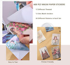 12 Sets 600 Sheets Washi Stickers for Journaling, Map Nature Celestial Portrait Boho Stickers Vintage Aesthetic Scrapbook Sticker Set for Bullet Journal Art Diary Card Craft Gifts Planner Notebook