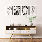 Art3d Metal Wall Art, Set of 4 Black Wall Decor for Living Room Bedroom Hallway Dining Room, Line Art Wall Décor, Life and Romance Story theme Minimalist Wall Art Style