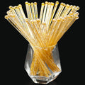 100-PCS Gold Glitter Plastic Swizzle Sticks, Crystal Cake Pops, Cocktail Coffee Drink Stirrers, Stir Sticks for Christmas Party, 7.24 Inch
