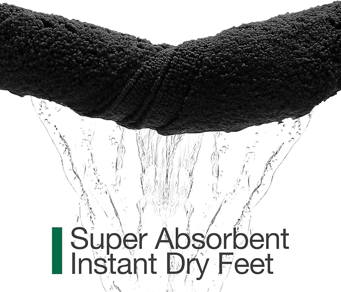 LUMI Ultra Soft Bathroom Rugs Non Slip with Rubber Backing, Absorbent Washable Bath Mat Quick Dry, Upgraded Premium Microfiber Plush Carpet for Bathtub and Shower Floor, Black, 17x30