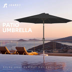 JEAREY 10FT Outdoor Patio Umbrella Outdoor Table Umbrella with Push Button Tilt and Crank, Market Umbrella 8 Sturdy Ribs UV Protection Waterproof for Pool, Garden (Black)