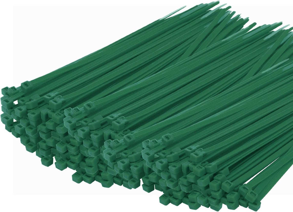 14 Inch Zip Ties Garden Green 1000 PCS, 40 Lbs- Heavy Duty Tensile Strength, Nylon PA66 UV Resistant Cable Ties for Indoor and Outdoor Use - Ideal for object bundling and fastening