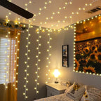 QITONG 165ft 500 LED Warm White String Lights Outdoor Waterproof, Clear Wire Christmas Light Plug-in, 8 Modes Christmas Tree Light Indoor