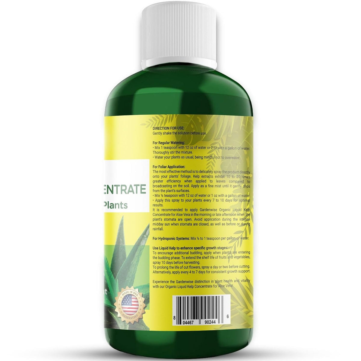 Organic Premium Kelp Seaweed Fertilizer - Liquid Hydroponics Fertilizer - Liquid Plant Food - Nutrient-Rich Soil Enhancer - Natural Plant Food for Aloe Vera (16 OZ)