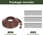 uxcell Landscape Edging, 1Pcs 80FT x 2" - No Dig Garden Edging Kit with 75 Stakes, Landscape Edging Border for Garden Lawn Flower Bed Yard Grass (Brown)