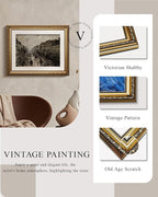 VIYYIEA Gold Framed Wall Art Canvas Print Home Decor for Living Room Classical Cityscape Artwork Wall Decorations Vintage Canvas Prints Parisian Street Bathroom Farmhouse Wall Pictures Office 13x16in