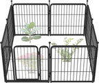 FXW Garden Fence Outdoor for The Yard – 24in(H) x 15.2ft(L) Heavy Duty Metal Animal Barrier for Dog and Rabbit, Decorative Dog Fence, 8 Panels, Black
