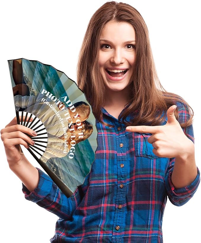 Decorative Folding Fans Personalized Fans Custom Fans Handheld Clack Fans for Line Dancing Customized with Picture Text, Fans Foldable for Line Dancing Wedding Saloon Cosplay Party Props