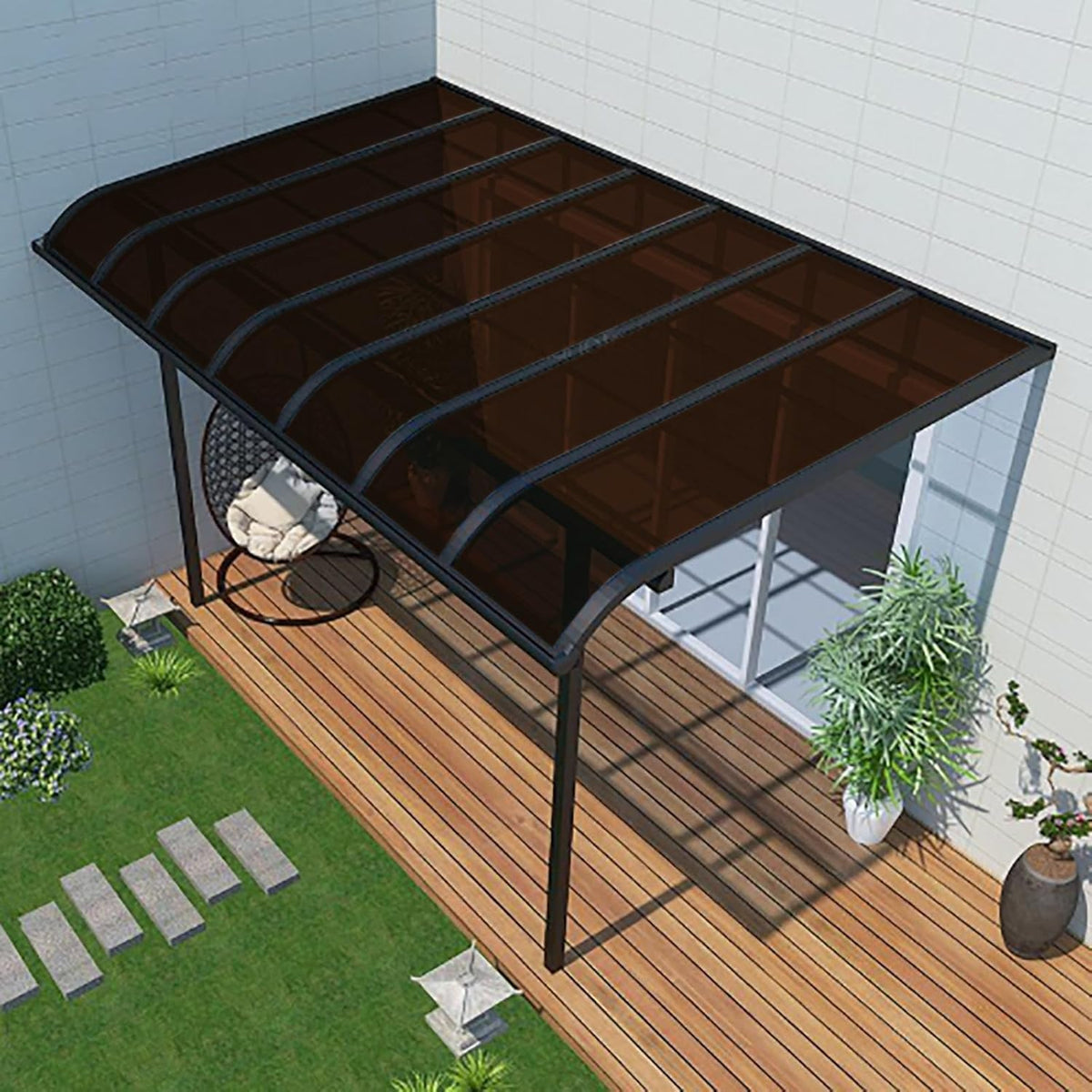 Daylighting Roof Panels Outdoor Sunshade Canopy Panels Greenhouse Panels Not Easy to Deform Easy to Assemble for Outdoor Shed Panels.(Brown,3.3x9.8ft)