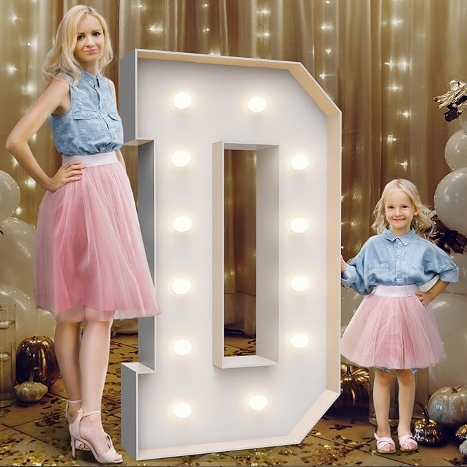 4FT Marquee Light Up Letters D,Party Decoration Large Marquee Light Up Letters with Weighted Water Bag,Pre-cut Foam Board Set Can Be Used for Birthdays,Weddings,Baby Anniversaries