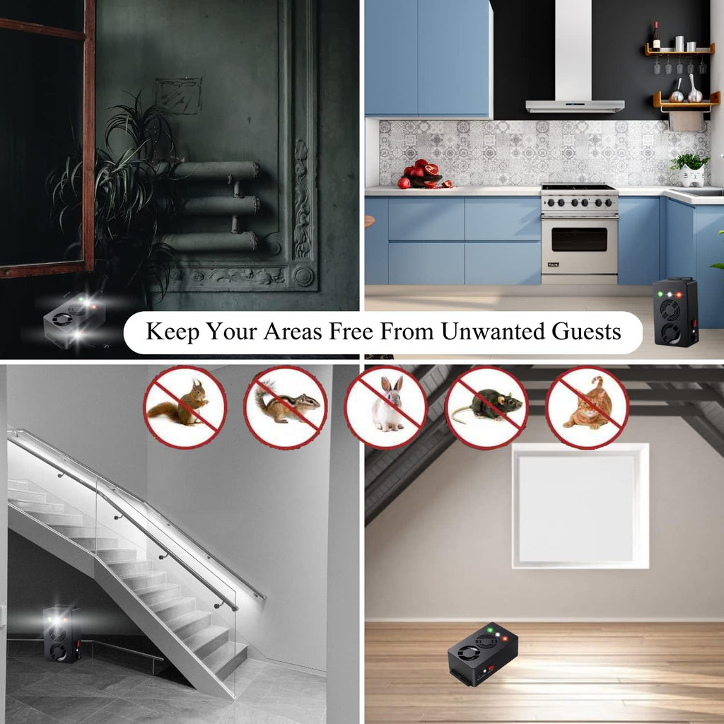 Rodent Repellent Battery Operated Ultrasonic Mouse Repeller for Car Engines Squirrel Pest Repeller Under Hood Mice Deterrent for House Garage Attic Indoor 2 Pack