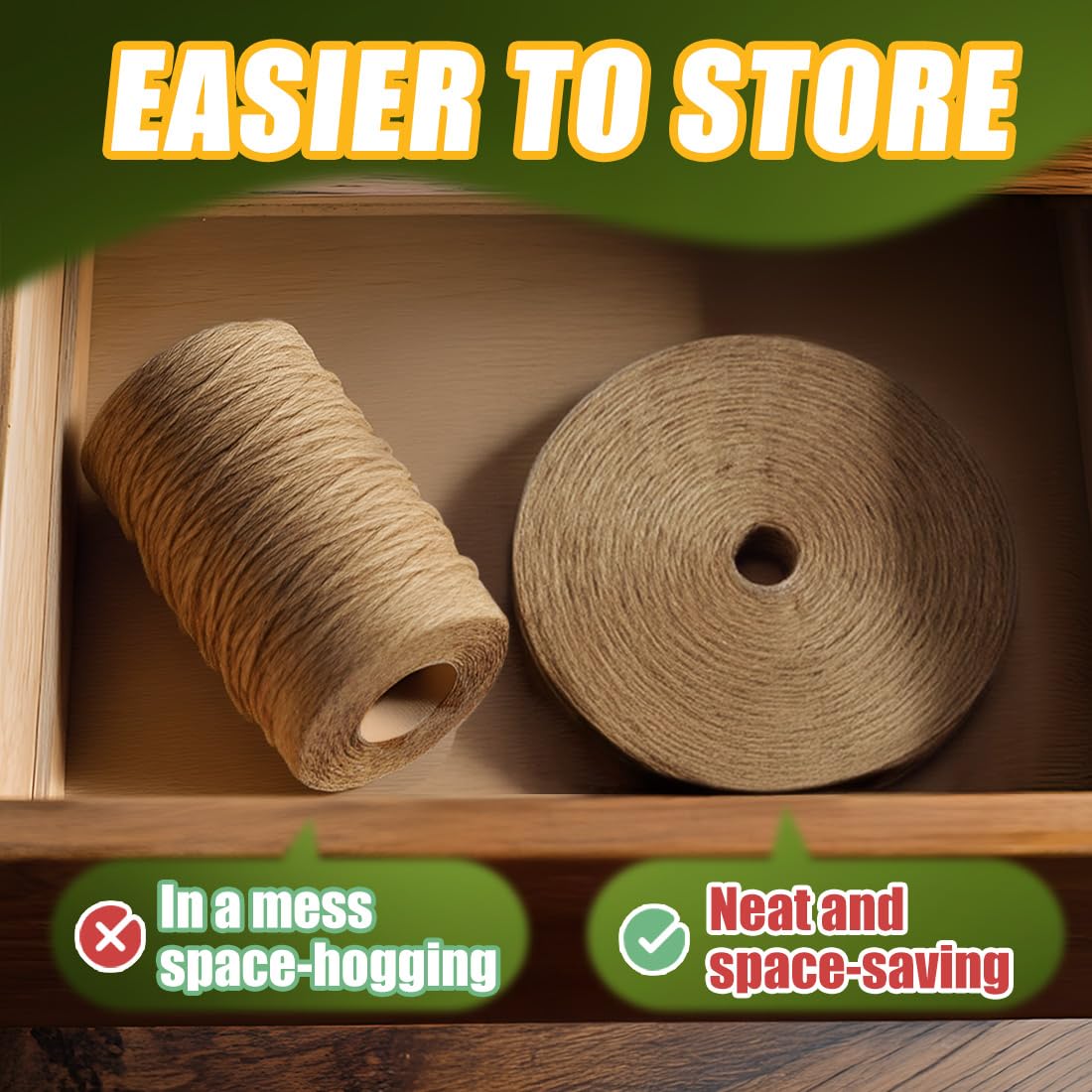 PerkDecor 1000FT Natural Jute Twine String Bulk Hemp Rope Cord for Crafts Gardening Gift Wrapping Wedding Décor Packing Material Burlap Ribbon Christmas Knitting Macrame Decoration (Brown 2mm* 1000ft)