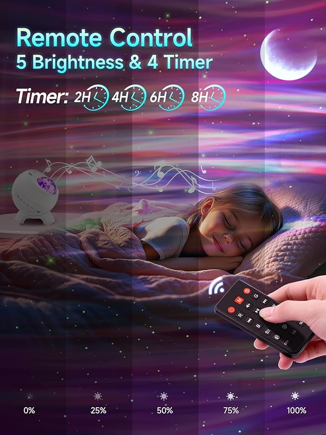 Northern Lights Projector,180 Lighting Modes Galaxy Projector for Bedroom,15 White Noise&Bluetooth Galaxy Projector for Bedroom,Remote+Timer Moon Star Projector Galaxy Light Projector,Christmas Gifts