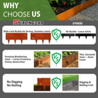 40"x10" Corten Steel Landscape Edging, 6-Pack (20ft Total) – Rusted Metal Garden Border, Lawn & Flower Bed Edging, Decorative Hammer-in Outdoor Landscaping Border for Yard, Pathways & Driveways