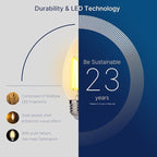 FLSNT 40W Equivalent LED Chandelier Light Bulbs, Dimmable Amber LED B11 E26 Candelabra Base Bulbs, 2200K Warm White, 330LM, 12 Pack UL,CA65 Listed.