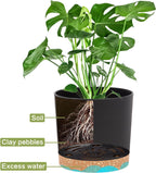 QCQHDU 5 inch Plant Pot, 2 Pack Planters for Indoor Plants with Drainage Holes & Saucer, Outdoor Flower Pots Home Garden Modern Decor