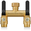 Hose Splitter 2 Way Heavy Duty, Full Flow Garden Hose Splitter with 2 Long Metal Handles, Brass Rust and Freeze Resistant Water Hose Bib Splitter, T Adapter Connector with 3/4 - Inch GHT Thread（Black）