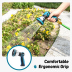 Besiter Garden Hose Nozzle, Hose Sprayer Nozzle with 10 Spray Patterns, Thumb Control On Off Valve, High Pressure Metal Water Hose Nozzle for Car Wash, Plants, Pets & Outdoor Cleaning, Blue