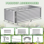 Tegarbed 6x3x2ft Raised Garden Bed, Deep Root Planter Box, Silver,1 Pack