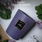 HomeLights Highly Scented Soy Candles Big 33.3 oz for Home. 3 Cotton Wicks, Smokeless Long Lasting 130 hrs in Lilac Blossom. 5x6, Great Gift for Women & Men