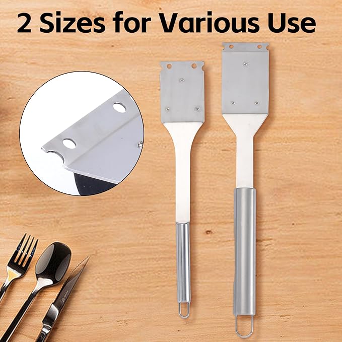 2 Pack Grill Brush and Scraper, 16.5” & 14” Wire BBQ Grill Brush for Outdoor Grill, 304 Stainless Steel Cleaning Brush BBQ Grill Accessories, Safe Grill Cleaner Brush-Ideal Gift for Men/Dad BBQ Brush