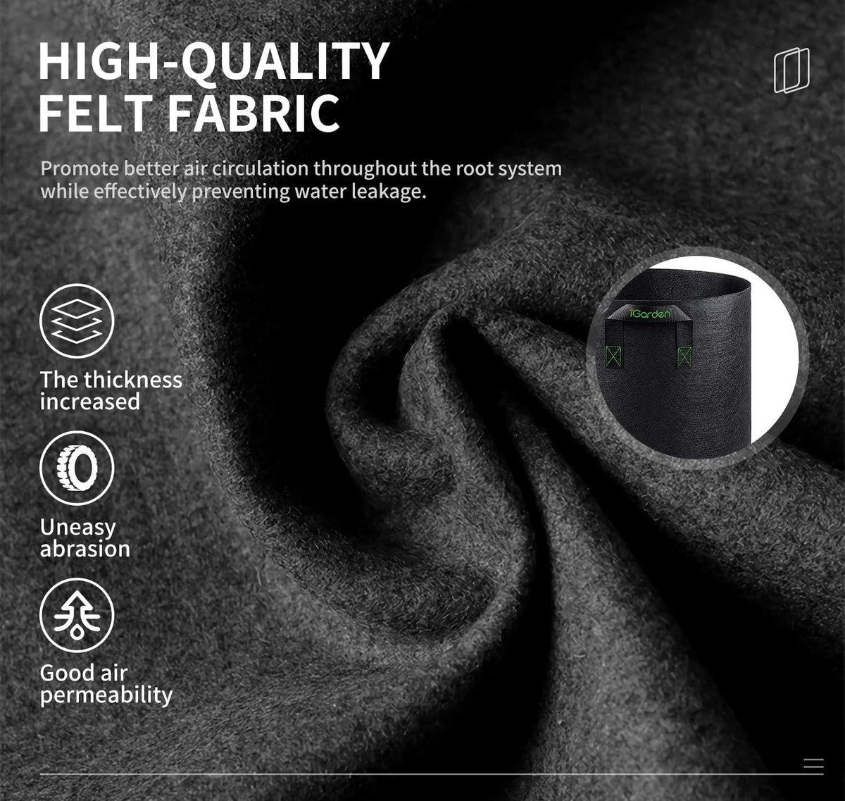 Grow Bags Tall, 7 Gallon Grow Pots 6 Pack with Handles, Heavy Duty 280G Thickened Nonwoven Fabric Plant Bag for Vegetables, Black