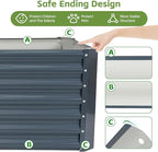 4x2x1.86ft Raised Garden Bed - Galvanized Deep Root Planter Boxes Outdoor with Wing Nuts and Safety Edges for Gardening Vegetables, Flowers, Herbs, Succulents - Gray