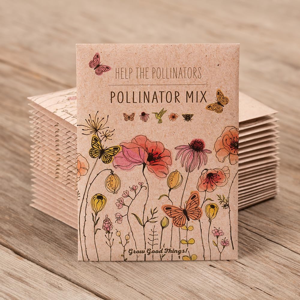 Bentley Pollinator Mix - Pre-Filled, Non-GMO, Non-Coated Butterfly Packets - 25 Annual Wildflower Seeds - Perfect Eco-Friendly Gift