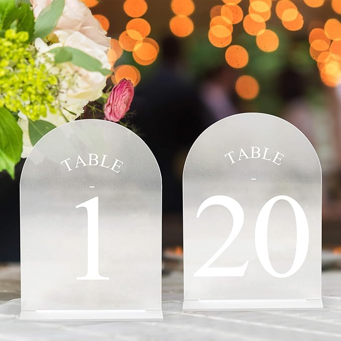 20 Pack Acrylic Table Numbers 1-20 - 5" X 7" Wedding Table Numbers for Reception, Party, Anniversary, Event