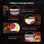 Grill Brush Bristle Free, BBQ Grill Brush for Outdoor Grill, Safe Steam Grill Cleaning Brush with Scraper, Replacement Sponge Heads, Non Metal Bristles for Cast Iron, Stainless-Steel Grates