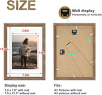 KINLINK A4 Picture Frame, Brown Solid Wood Frames with Acrylic Plexiglass for Pictures A5 with Mat or A4 without Mat, Tabletop and Wall Mounting Display 4 Pack
