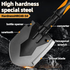 28" Tactical Folding Shovel Military Multi-Tool - Entrenching Tool with Pick/Axe/Saw, Carry Case - Portable for Car, Camping,Snow, Hiking, Survival Gear