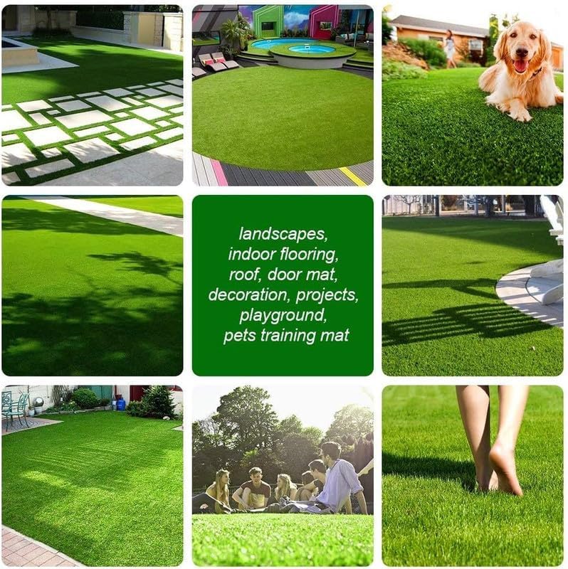 Artificial Grass Turf 14FTx60FT, 1.38" Pile Height Realistic Synthetic Grass, Indoor Outdoor Pet Faux Grass Astro Rug Carpet for Garden Backyard Patio Balcony