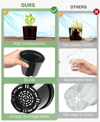homenote Nursery Pots for Plants,3/4/5 Inch Plant Pot for Planting with Humidity Domes Plastic Seedling with Drainage Holes Seed Starter Flower with 10 Labels Black (15 Pack)