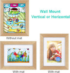 RPJC 6x8 inch Picture Frame Made of Solid Wood and High Definition Glass Display Pictures 4x6 with Mat or 6x8 Without Mat for Wall Mounting Photo Frame Natural