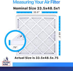 Filter King 33.5x48.5x1 Air Filter | 4-PACK | MERV 8 HVAC Pleated A/C Furnace Filters | MADE IN USA | Actual Size: 33.5 x 48.5 x .75"
