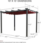 Kozyard Morgan Outdoor Retractable Pergola with Sun Shade Canopy Patio Aluminum Pergola Shelter for Backyard Deck Garden Modern Metal Grill Gazebo (10' x 13', Burgundy)