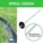 8 Inch Heavy Duty Landscape Stakes with Gasket Caps - 100 Sets Galvanized Spiral Garden Spikes Kit for Securing Weed Barrier Fabric, Artificial Turf, Tent and More
