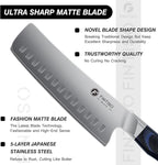 FINTISO 7" Nakiri Knife, Vegetable Chopping Knife with G10 Ergonomic Handle, Japanese High Carbon Stainless Steel Sharp Kitchen Cleaver in Gift Box
