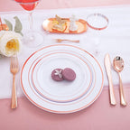 WDF160 Piece Rose Gold Disposable Cutlery Set - Heavyweight Plastic Silverware - Includes 80 Forks, 40 Spoons, 40 Knives - Rose Gold Silverware Perfect for Wedding/Party