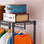 IZEUK Heavy Duty Garment Rack, Wardrobe Combination and Tall Dresser with Hanging Rack for Clothes with 5 Rods, Freestanding Adjustable Metal Closet Organizer, 15.7" D x 70.8" W x 76.5" H, Black