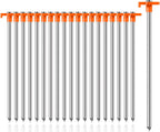 20 Pack Tent Stakes Heavy Duty, 9.84 Inch Rust-Proof Yard Stake Ground Stakes, Metal Tent Pegs for Camping Patio, Garden, Canopy, Grass, Outdoor (Orange)