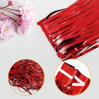 10 Pack Red Foil Curtain Backdrop 3.2ft x 9.8ft Metallic Tinsel Foil Fringe Curtains Streamer Photo Booth Backdrop for Birthday Party Engagement Bachelorette Party Decorations (Red)