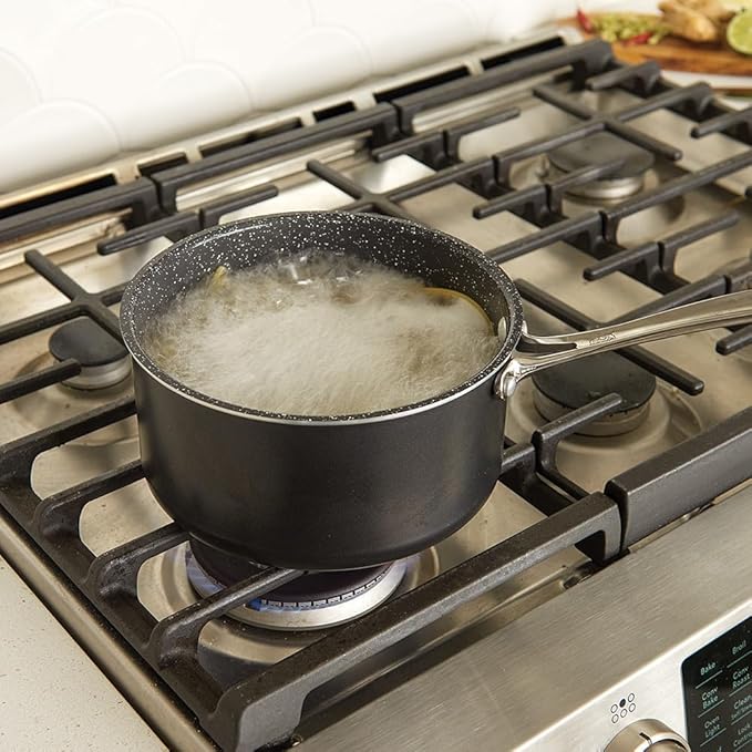 Nordic Ware Basalt Formed Aluminum Sauce Pan, 3 Quart, Ceramic Coating