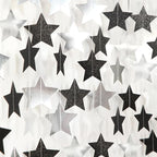 Black-Silver Birthday Graduation Party-Decorations Garland - 62ft Glitter Twinkle Little Star Hanging Streamers Banner Decor,Bachelorette Wedding Baby Bridal Shower New Years Supplies Backdrop Hugtmr