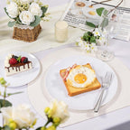 bUCLA 100PCS White Plastic Plates - Heavy Duty White Disposable for Wedding & Party, Include 50 Dinner 10 inch & 50 Dessert 7 inch
