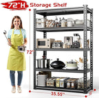TigerParty 2050LBS Heavy Duty Garage Shelving, 5-Tier Adjustable Storage Shelves, Metal Shelving Unit and Storage Rack for Pantry, Basement, Warehouse, 72" H x 36" W x 16" D, Melamine Faced Board