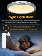 20 Inch Large LED Flush Mount Ceiling Light, 2700K-6500K Dimmable LED Ceiling Light Fixture with Remote, 70W 8900lm Round Modern Ceiling Lamp for Bedroom, Living Room, Hallway (Grey)