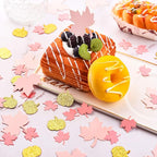 Sumind 200 Pieces Thanksgiving Pink and Gold Pumpkin Confetti Christmas Baby Shower Maple Leaf Confetti Glitter Thanksgiving Pumpkin Decorations Table Decorations for Birthday Party Supplies (Simple)