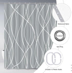 Punkray Light Grey Shower Curtain for Bathroom with Hooks, Shower Curtain Set Stripe Bath Curtains Decorative White Shower Curtains Weighted Hem Water Repellent Washable, 72 x 72